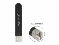 Delock LPWAN 868 MHz Antenna SMA plug 1.6 dBi omnidirectional fixed black