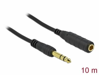 Delock Stereo Jack Extension Cable 6.35 mm 3 pin male to female 10 m black