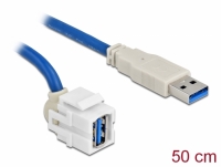 Delock Keystone Module USB 3.0 A female 250° > USB 3.0 A male with cable white