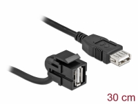 Delock Keystone Module USB 2.0 A female 110° > USB 2.0 A female with cable black