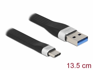 Delock USB 3.2 Gen 1 FPC Flat Ribbon Cable USB Type-A to USB Type-C™ 13.5 cm PD 3 A