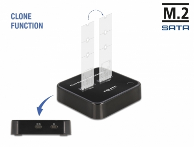 Delock M.2 Docking Station for 2 x M.2 SATA SSD with Clone function