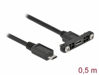 Delock Cable USB 2.0 Micro-B female panel-mount > USB 2.0 Micro-B male 0.5 m