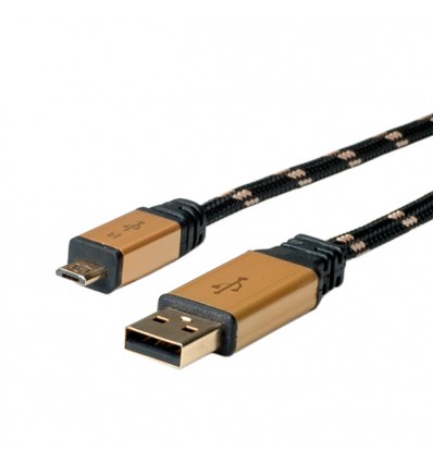 ROLINE GOLD USB 2.0 Cable, USB Type A M - Micro USB B M 0.8 m