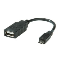 ROLINE USB 2.0 Cable, USB Type A F - Micro USB B M, OTG 0.15 m