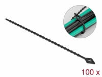 Delock Beaded Cable Tie reusable L 200 x W 2.4 mm black 100 pieces