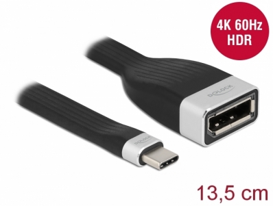 Delock FPC Flat Ribbon Cable USB Type-C™ to DisplayPort (DP Alt Mode) 4K 60 Hz 13.5 cm
