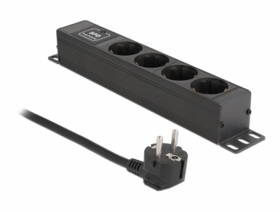 Delock Power Socket 4-way with surge protection 1U black