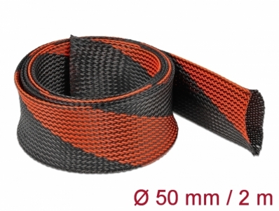 Delock Braided Sleeve stretchable 2 m x 50 mm black-red