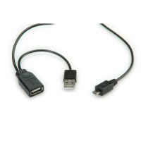 ROLINE USB2.0 Y Cable, 2x Type A M/F - 1x MicroB M, 1m