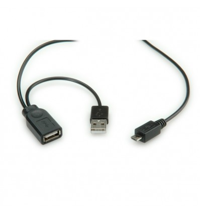 ROLINE USB2.0 Y Cable, 2x Type A M/F - 1x MicroB M, 1m