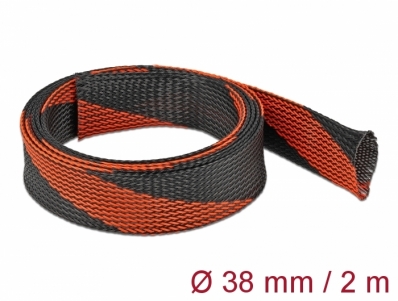 Delock Braided Sleeve stretchable 2 m x 38 mm black-red