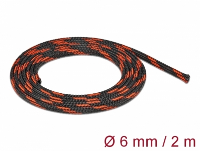 Delock Braided Sleeve stretchable 2 m x 6 mm black-red