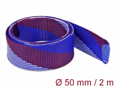Delock Braided Sleeve stretchable 2 m x 50 mm blue-red-white