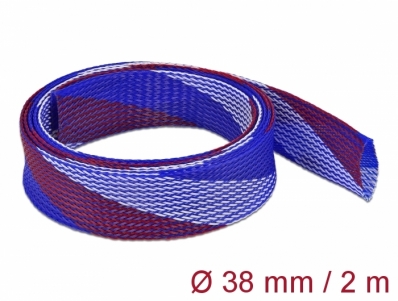 Delock Braided Sleeve stretchable 2 m x 38 mm blue-red-white