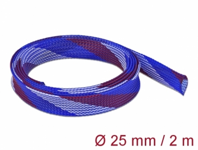 Delock Braided Sleeve stretchable 2 m x 25 mm blue-red-white