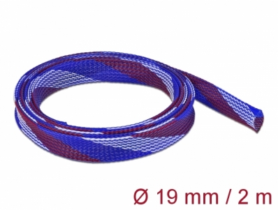Delock Braided Sleeve stretchable 2 m x 19 mm blue-red-white