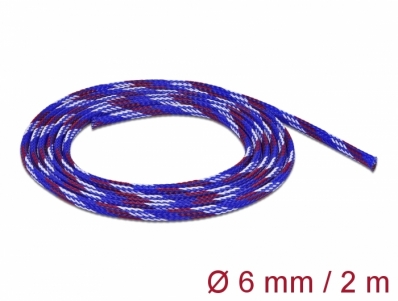 Delock Braided Sleeve stretchable 2 m x 6 mm blue-red-white