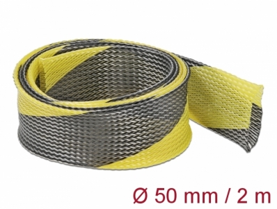 Delock Braided Sleeve stretchable 2 m x 50 mm black-yellow