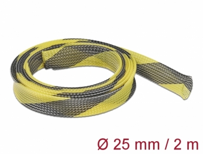 Delock Braided Sleeve stretchable 2 m x 25 mm black-yellow