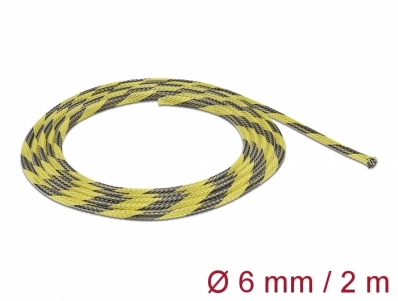 Delock Braided Sleeve stretchable 2 m x 6 mm black-yellow