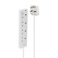 Lindy 2m 4-Way UK Mains Power Extension, White