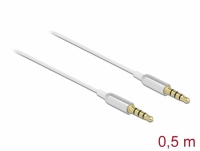 Delock Stereo Jack Cable 3.5 mm 4 pin male to male Ultra Slim 0.5 m white