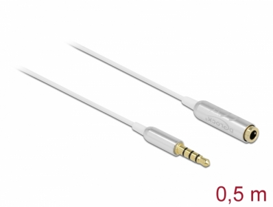 Delock Audio Extension Cable Stereo Jack 3.5 mm 4 pin male to female Ultra Slim 0.5 m white