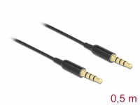 Delock Stereo Jack Cable 3.5 mm 4 pin male to male Ultra Slim 0.5 m black