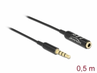 Delock Audio Extension Cable Stereo Jack 3.5 mm 4 pin male to female Ultra Slim 0.5 m black