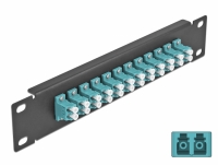 Delock 10″ Fiber Optic Patch Panel 12 Port LC Duplex aqua 1U black