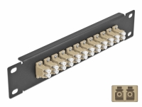 Delock 10″ Fiber Optic Patch Panel 12 Port LC Duplex beige 1U black