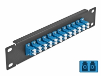 Delock 10″ Fiber Optic Patch Panel 12 Port LC Duplex blue 1U black