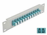 Delock 10″ Fiber Optic Patch Panel 12 Port LC Duplex aqua 1U grey