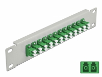 Delock 10″ Fiber Optic Patch Panel 12 Port LC Duplex green 1U grey