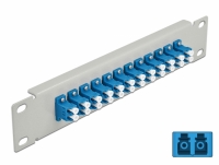 Delock 10″ Fiber Optic Patch Panel 12 Port LC Duplex blue 1U grey