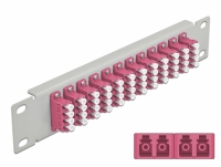 Delock 10″ Fiber Optic Patch Panel 12 Port LC Quad violet 1U grey