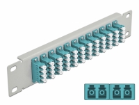 Delock 10″ Fiber Optic Patch Panel 12 Port LC Quad aqua 1U grey