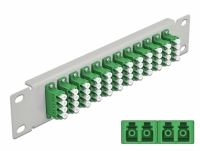 Delock 10″ Fiber Optic Patch Panel 12 Port LC Quad green 1U grey
