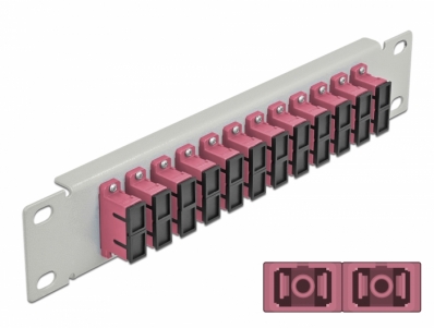 Delock 10″ Fiber Optic Patch Panel 12 Port SC Duplex violet 1U grey