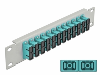 Delock 10″ Fiber Optic Patch Panel 12 Port SC Duplex aqua 1U grey