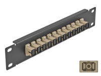 Delock 10″ Fiber Optic Patch Panel 12 Port SC Simplex beige 1U black