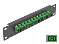 Delock 10″ Fiber Optic Patch Panel 12 Port SC Simplex green 1U black