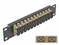 Delock 10″ Fiber Optic Patch Panel 12 Port SC Duplex beige 1U black