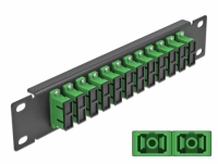 Delock 10″ Fiber Optic Patch Panel 12 Port SC Duplex green 1U black