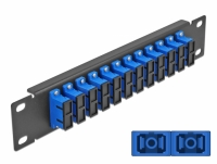 Delock 10″ Fiber Optic Patch Panel 12 Port SC Duplex blue 1U black