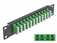 Delock 10″ Fiber Optic Patch Panel 12 Port LC Quad green 1U black