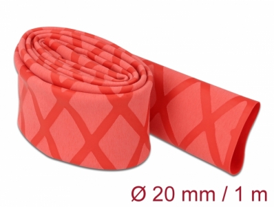 Delock Heat Shrink Tube X-pattern non-slip 1 m x 20 mm red