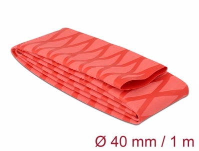 Delock Heat Shrink Tube X-pattern non-slip 1 m x 40 mm red