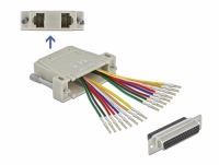 Delock D-Sub HD 44 pin crimp female to 2 x RJ45 female with assembly kit beige